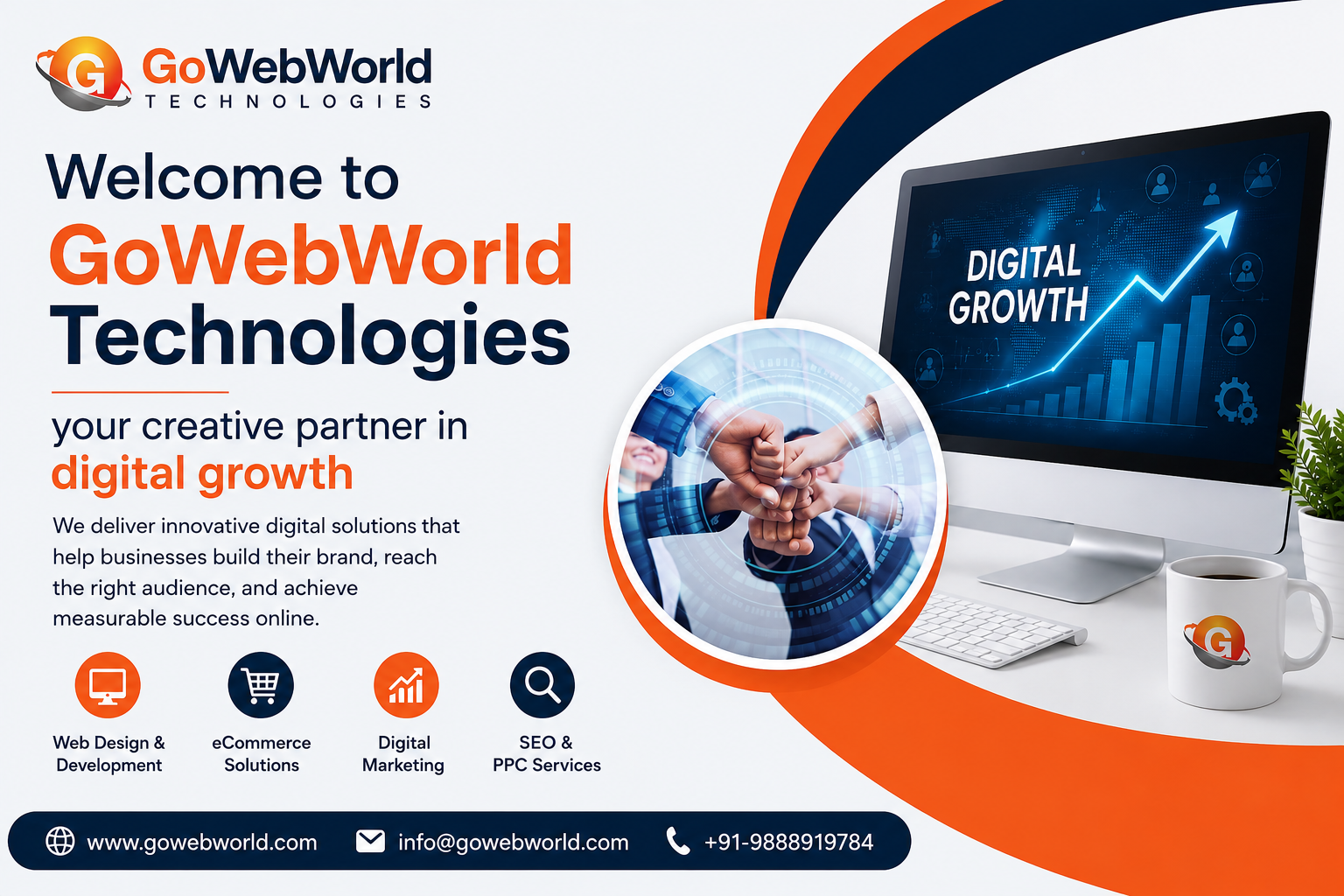 Welcome to GoWebWorld Technologies – Digital Growth Partner offering Website Designing, Web Development, SEO, PPC Services, eCommerce Website Development, and Shopify Development.